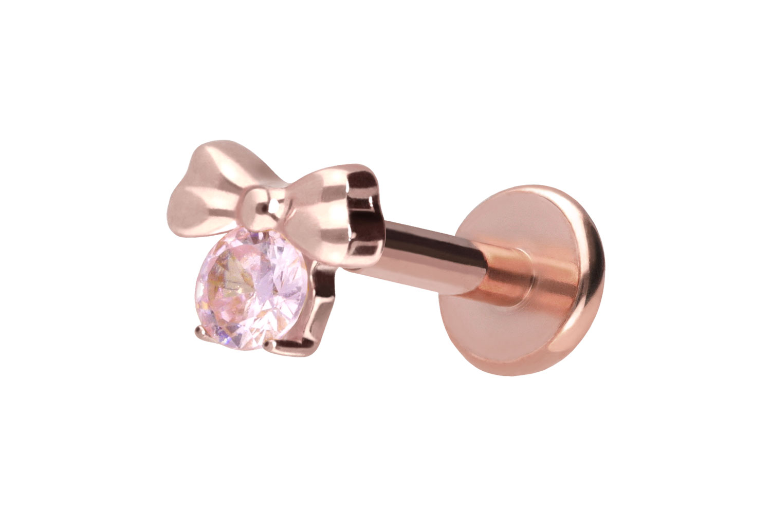 Titan Labret Piercing mit Push Fit SCHLEIFE + KRISTALL